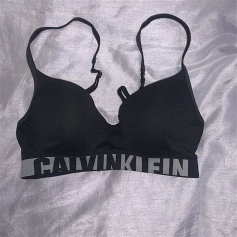 Calvin Klein Women S Black And Grey Bikini And Tankini Tops Depop