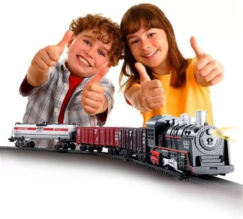 Pista De Trem Brinquedo Locomotiva Luz E Som Dmt Dm Toys