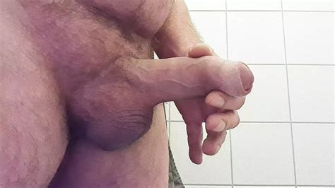 44 Old Daddy Bear Jerking His Big Uncut Cock A Public Toilet Again With Cumshot Frontview Gay