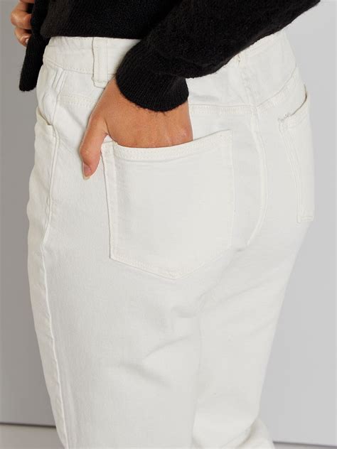 Jean Mom Taille Haute L Blanc Kiabi