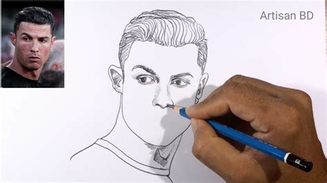 Drawing of Sketch Easy Cristiano Ronaldo 😱 How to draw Cr7 - YouTube
