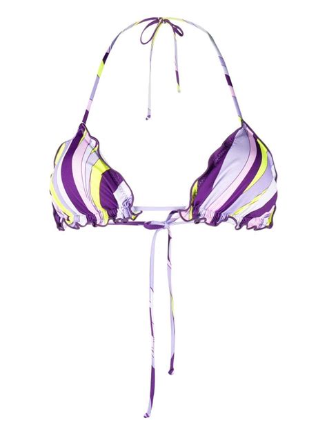 Buy MC2 SAINT BARTH Striped Triangle Bikini Top Purple At 19 Off Editorialist