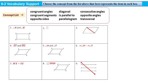 Geometry Worksheet 6 2 Parallelograms Answers