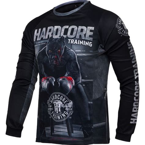 Рашгард Мужской Hardcore Training черный Длинный размер Полиэстер ММА Бокс Спортивный