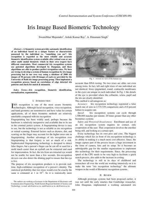 iris image based biometric technology