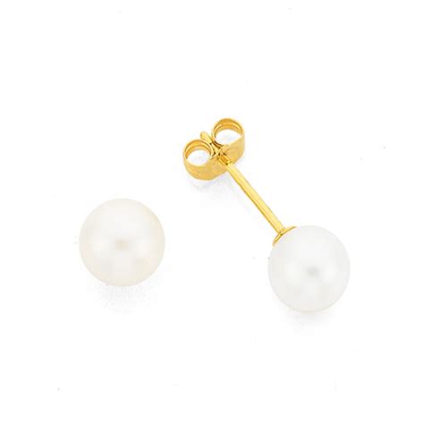 9ct Gold Cultured Freshwater Pearl Stud Earrings In White Prouds