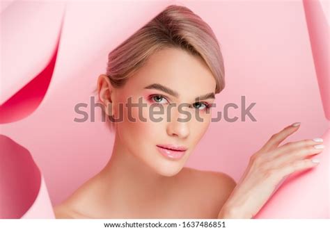 Beautiful Naked Woman Pink Makeup Torn Stock Photo Shutterstock
