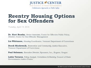 Reentry Housing Options For Sex Offenders CSG Justice Center