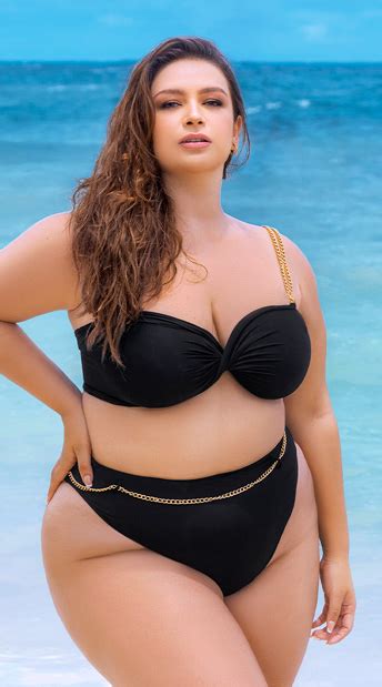 Plus Size Modern Retro Bandeau Bikini Plus Size Black Bandeau Bikini