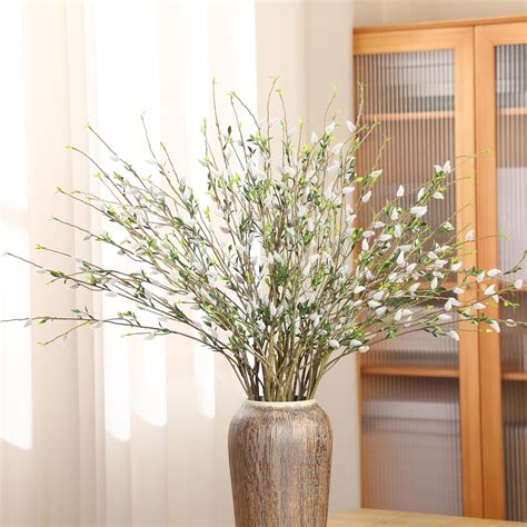 Amazon Xunyee Pcs Artificial Pussy Willow Branches Vase Tall Three Pronged Branch