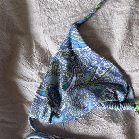 Pacsun Blue Paisley Bikini Set Brand New No Depop