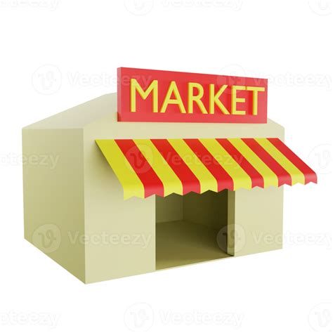 3d Rendering Market Icon On Transparent Background 10996073 Png