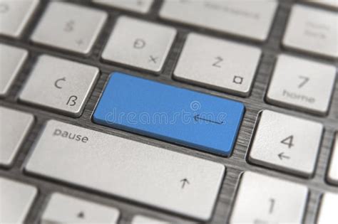 Keyboard With Blue Blank Enter Button Modern Pc Text Communication