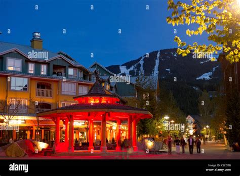 whistler village   summer  dusk stock photo alamy