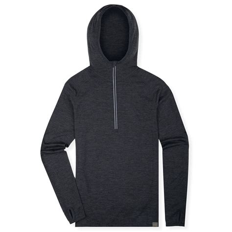 Meriwool Mens Base Layer Hoodie Lightweight Merino Wool Long Sleeve