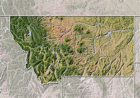 3d Relief Montana Map Tucson Map