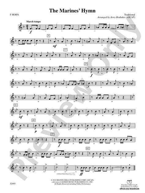 The Marines Hymn 1st F Horn 1st F Horn Part Digital Sheet Music Download