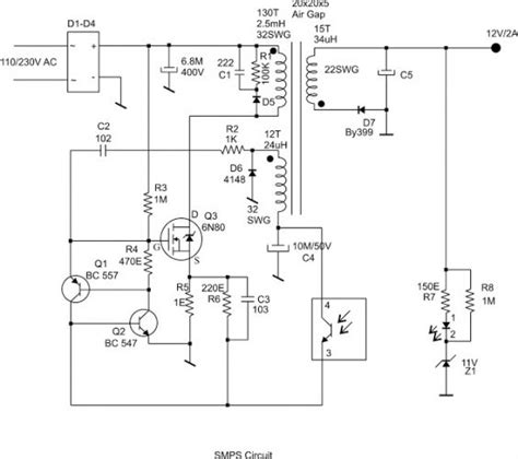 Simple 12V SMPS Circuit - Electronics Projects