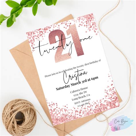 21st Birthday Invitation Personalized Printable Digital Etsy