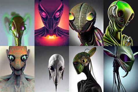 Organic Alien In The Form Of Mantis Head Fullbody Stable Diffusion