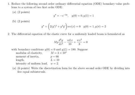 Solved 1. Reduce the following second order ordinary | Chegg.com