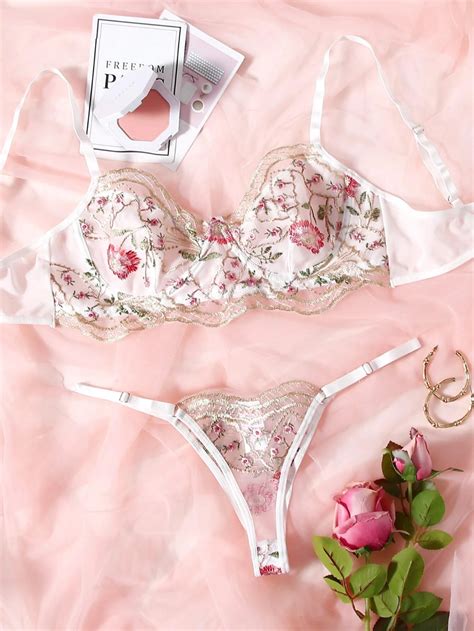 Embroidered Mesh Push Up Lingerie Set Artofit