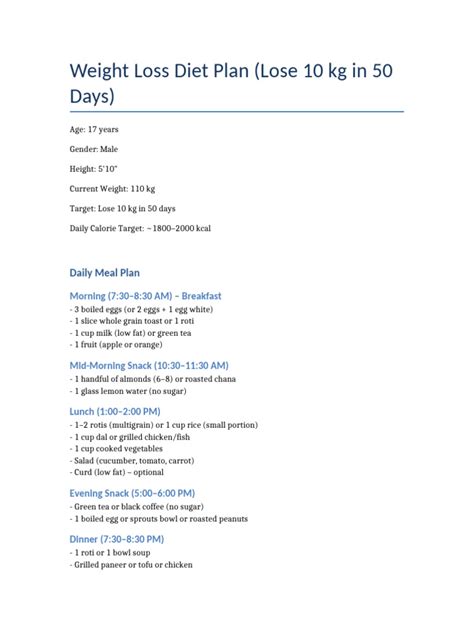 Weight Loss Diet Plan | PDF