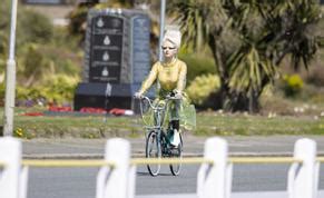 Maisie Williams Sexy Rides Bike During Filming Of Sex Pistols Tv Series Aznude