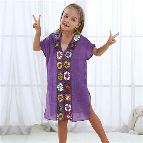 Comprar Niños Chicas Beach Cover Up Girl Dress Túnica Pareos Bikini Swim Coverups Boho Crochet