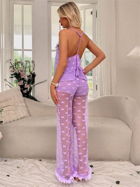 SHEIN Butterfly Shaped D Mesh Sexy Lingerie Set With Deep V Neckline Trendy Eg