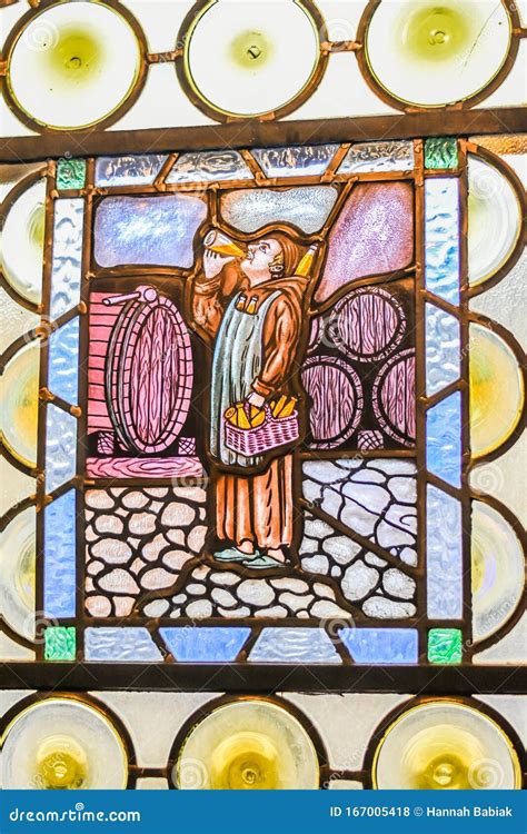 Stained Glass Window Catholic Monk Drinking Beer Stock Photo Image Of