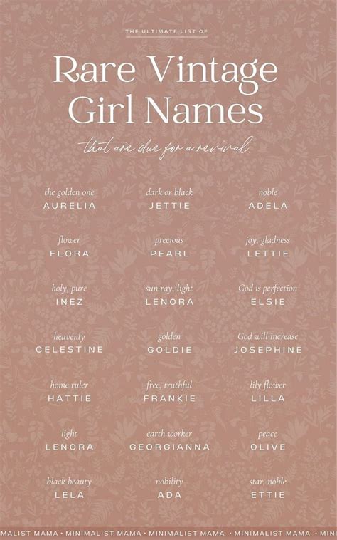 rare vintage baby names  girls classic uncommon