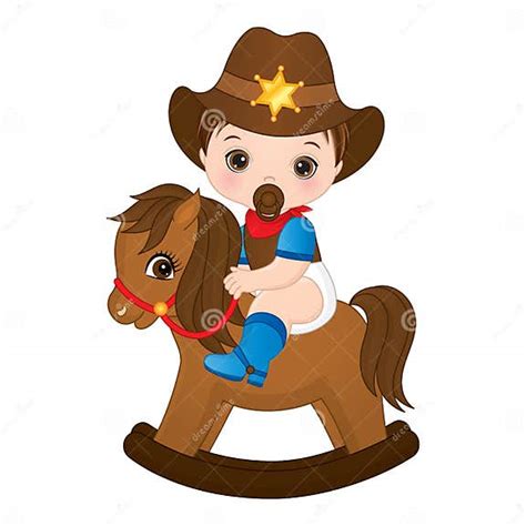 Vector Cute Little Baby Boy Dressed As Cowboy Stock Vector