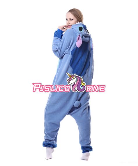 Combinaison Pyjama Bleu Stitch Animaux Déguisement Polaire Kigurumi