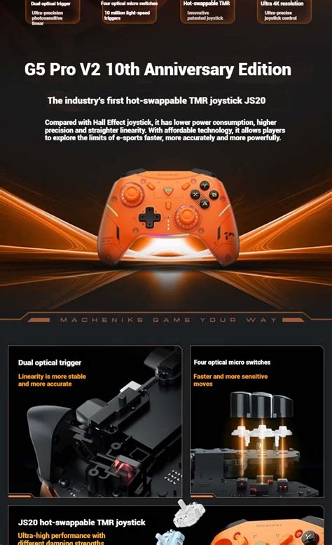 Machenike G Pro V Th Anniversary Edition Three Mode Optical Gamepad Hot Swappable Tmr
