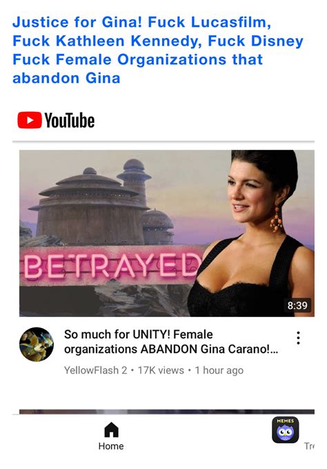 Justice For Gina Fuck Lucasfilm Fuck Kathleen Kennedy Fuck Disney Fuck Female Organizations