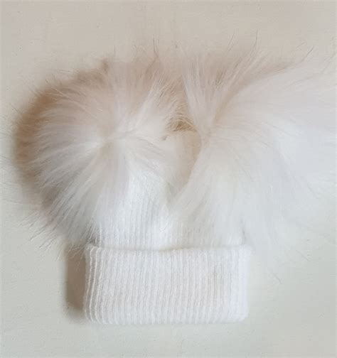 Newborn Baby White Double Pom Pom Hat - Babyshop Glasgow | Kids and ...