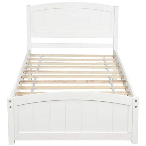 URTR White Twin Size Platform Bed Frames, Wood Twin Bed with Headboard ...