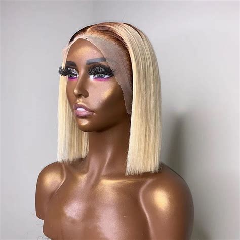 Brown Roots Ombre Blonde 613 BOB Lace Frontal Wig