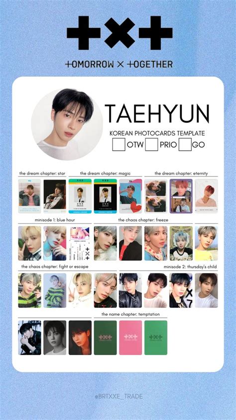 Blue Hour Photo Cards Txt Chapter Names Album Kpop Templates Olds