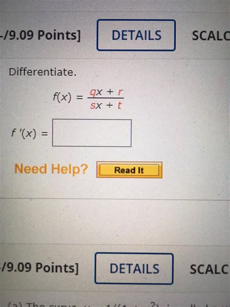 Solved Points Details Scalc Differentiate Gx R Chegg