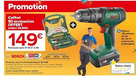 Promo Perceuse Sans Fil Universal Impact V Bosch Coffret