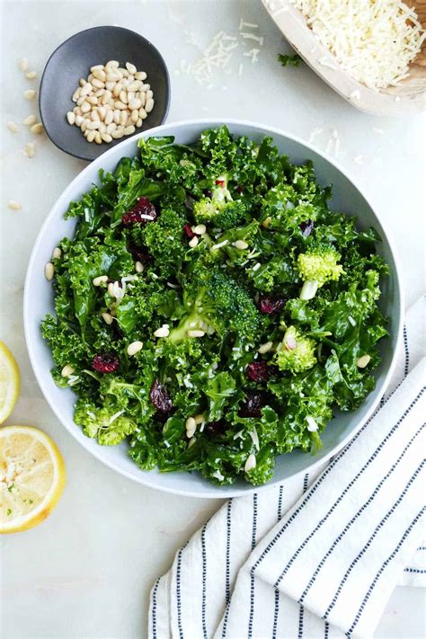 Kale And Broccoli Salad With Lemon Parmesan Dressing It S A Veg World After All®