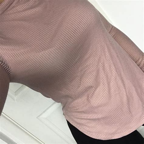 Forever High Neck Long Sleeve Ribbed Pink Nude Depop