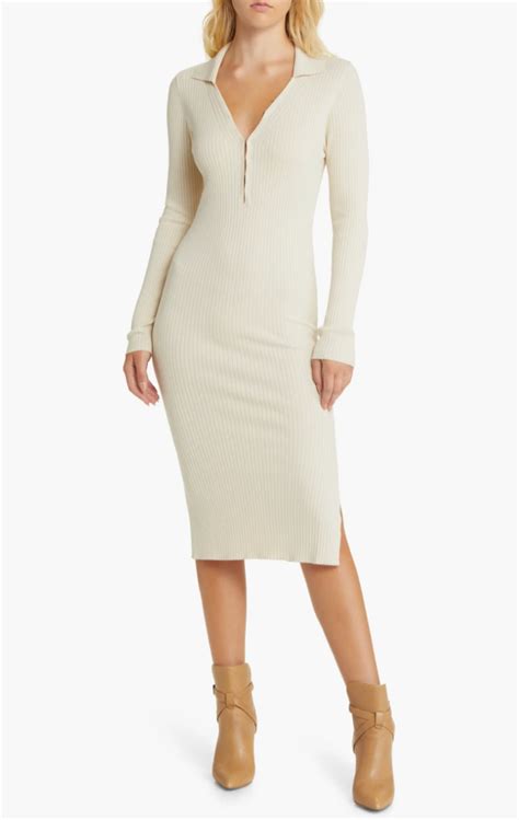 Vero Moda Milla Long Sleeve Body Con Rib Sweater Dress