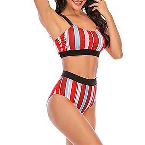 Bikini Set Swimwear Bikini Plus Size Swimsuit Striped Sexy Backless Beach Vacation New Plus Size