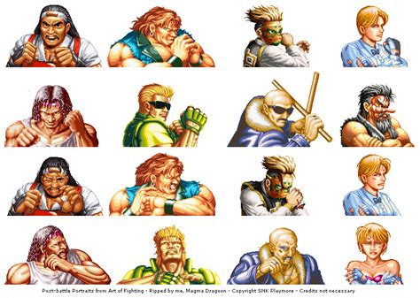 Neo Geo / NGCD - Art of Fighting - Post-Battle Portraits - The Spriters Resource