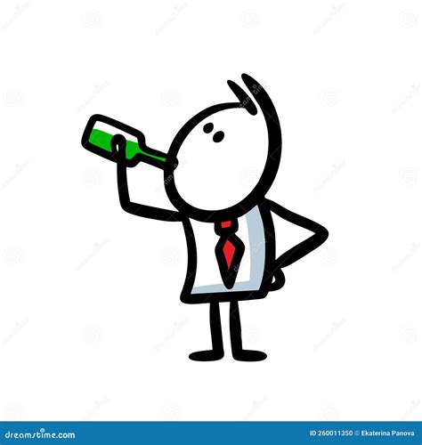 Office Employer Drinking Alcohol From The Bottle Stock Vector