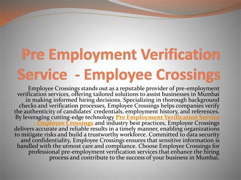 Ppt Employment Verification Company Employee Crossings Powerpoint Presentation Id13171878