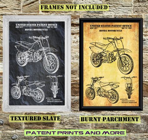 Honda Motorcycle Patent Print Honda Dirt Bike Poster Etsy